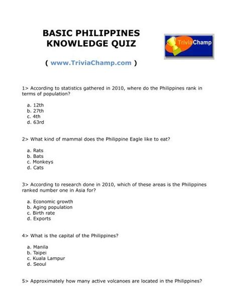 philippine trivia questions